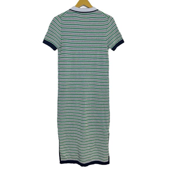 J.Crew Button Up Polo Midi Dress XS Blue Green Collared Wool Slits Tennis Preppy - Picture 7 of 9